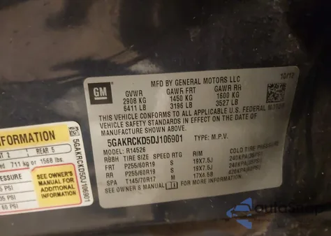 2013 Buick Enclave Leather z USA, uszkodzony, nr VIN 5GAKRCKD5DJ106901